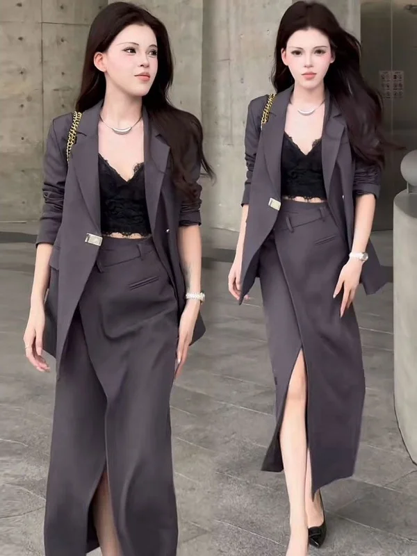 

Ele Ladylike Suit Set Women's Spring 2026 New High-End Feelings f Skirt Two-Piece Set Korean Sle Loose Fit V-Ne