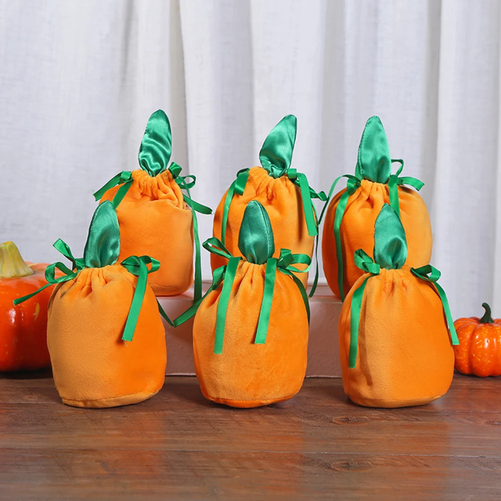 1 pz sacchetto di zucca di velluto sacchetto di caramelle di zucca di Halloween sacchetto regalo di biscotti Snack dolcetto o scherzetto bomboniere