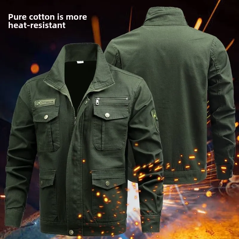 

Комплект рабочей одежды для мужчин: износостойкая, грязеотталкивающая спецодежда, одежда для сварщиков, строительная униформа, с вышивкой