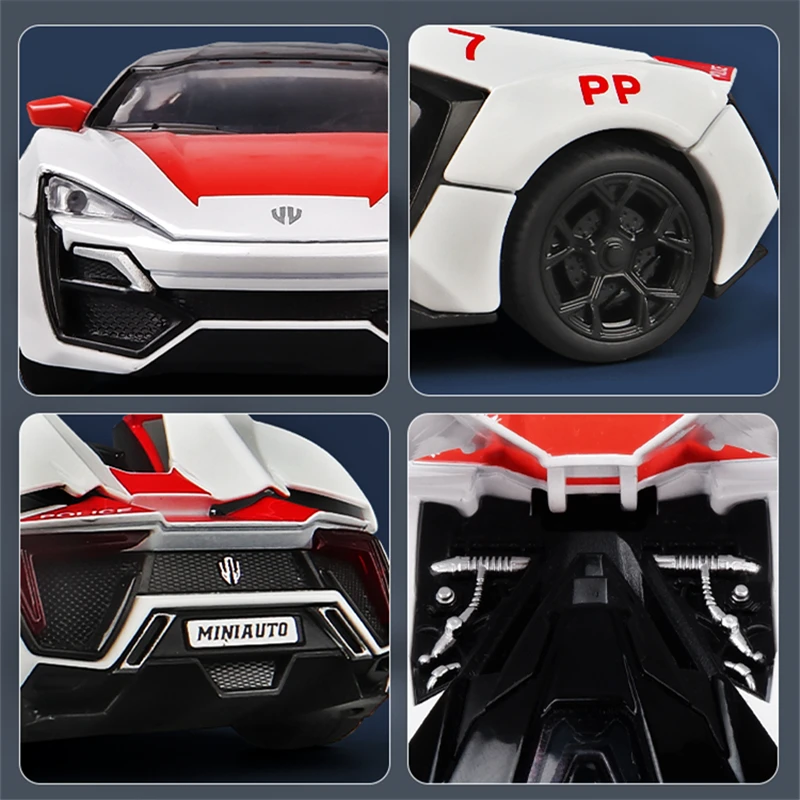 1:32 Lykan Hypersport Alloy Sports Car Model Diecast Metal Police Toy Car Model High Simulation Sound Light Collection Gift