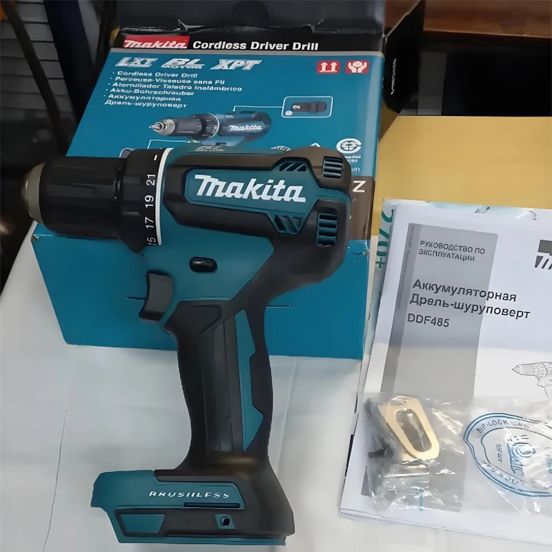 

DDF485 Makita Cordless Drill: 18V,40N.m Torque,0-2200RPM,1/2" Auto-Lock Chuck,Brushless Motor Suited for Screwdriving & Drilling