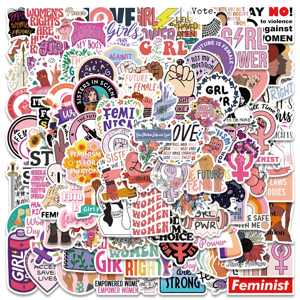 50/100pcs Feminism Graffiti Stickers Women Decals for Laptop Suitcase Guitar Helmet Scrapbook Phone Stickers