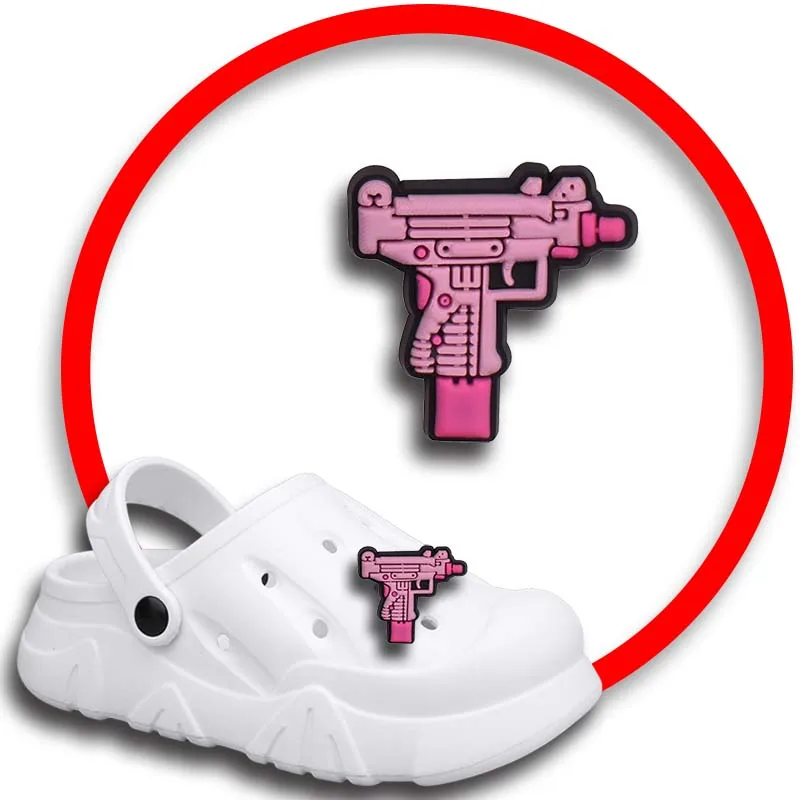 1pcs Pins for Crocs Charms Shoes Accessories Gun Decoration Jeans Women Sandals Buckle Kids Favors Men Badges Boy Girl Gift