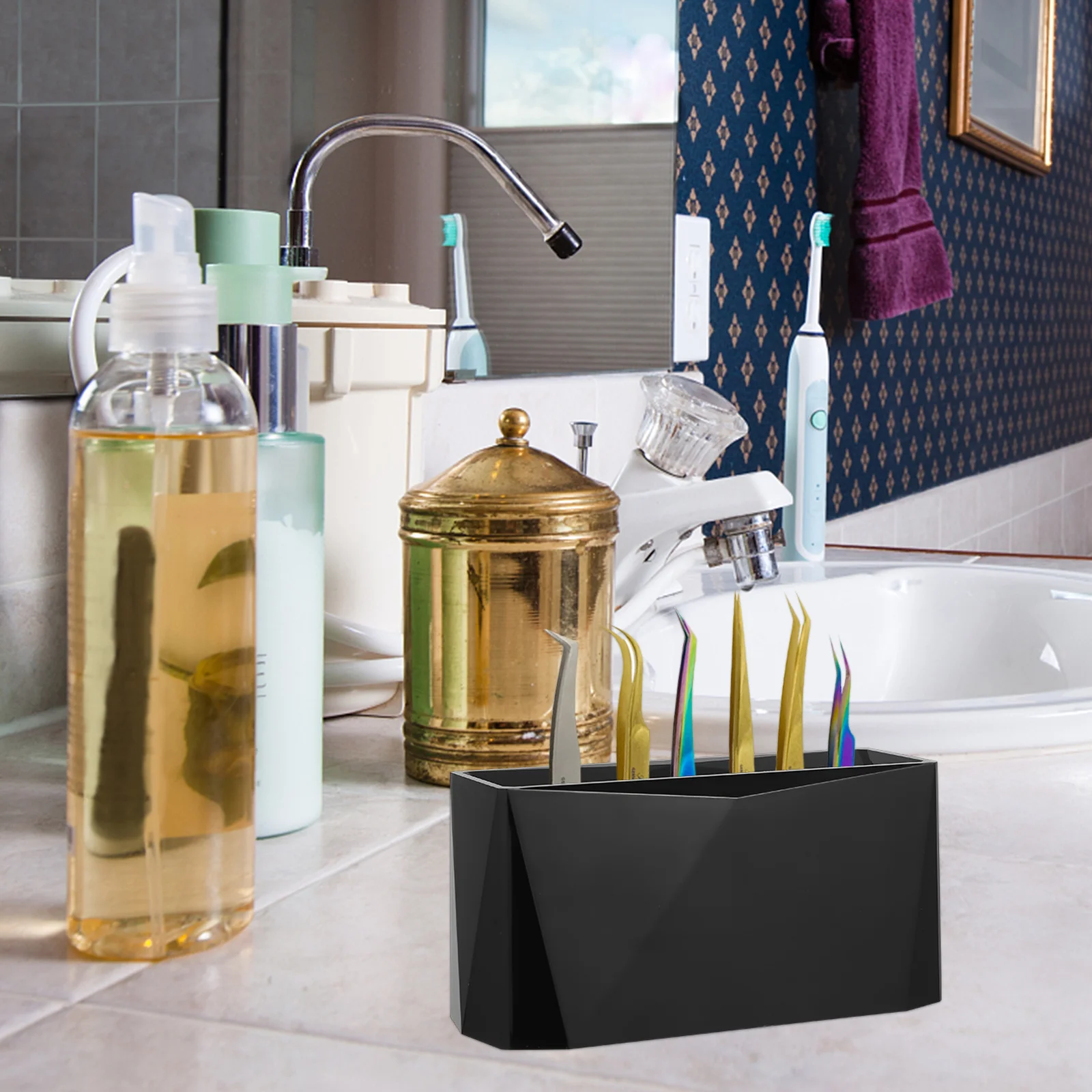 

6 Holes Eyelash Tweezers Storage Rack Stable Compact Tweezers Holder Stand Organizer for Neat Worktable and Convenient Use