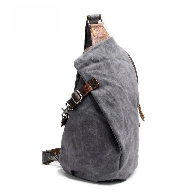 Retro Style Canvas Backpack Vintage Waxed Canvas Single Shoulder Bag Men's Street Style Trendy Chest Bag Water Resistant New ...