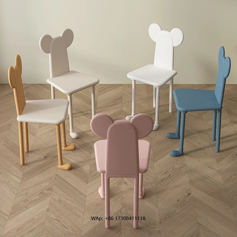 

Nordic style children's chair cartoon seat home dining chair cute creative Instagram-worthy chair solid wood stool