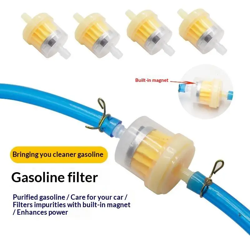 5 PCS Motorcycle  Fuel Filter With Built In Magnet High Efficiency Filtration Reduce Fuel Consumption Boost Engine Power