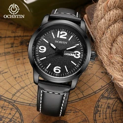 OCHSTIN 2026 Men Watches Waterproof Top Brand Luxury Leather Casual Sports Quartz Wristwatch Military Man Watch For Men relogio