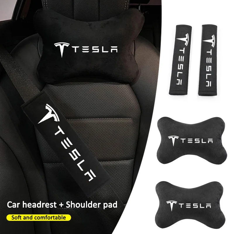 Neues modisches Autosicherheitsgurt-Schutzpolster, Kopfstütze, Nackenkissen für Tesla Model 3, Model S, Model Y, Model X, Roadster, SpaceX