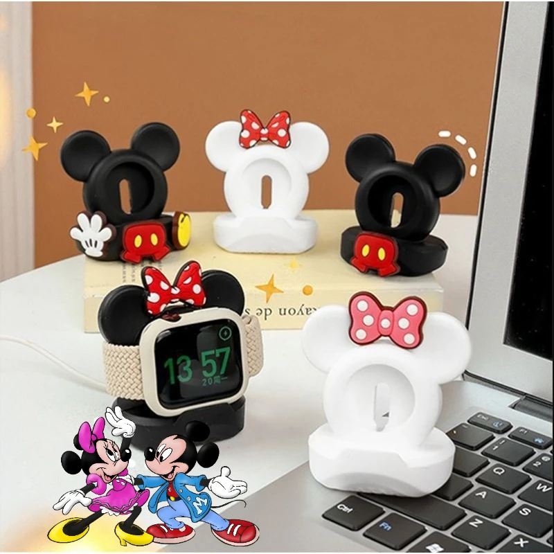 Disney Mickey Charger Stand Mount Silicone Dock Holder for Apple Watch 4/3/2/1 Charger Anime Desktop Wireless Charger Base Gift