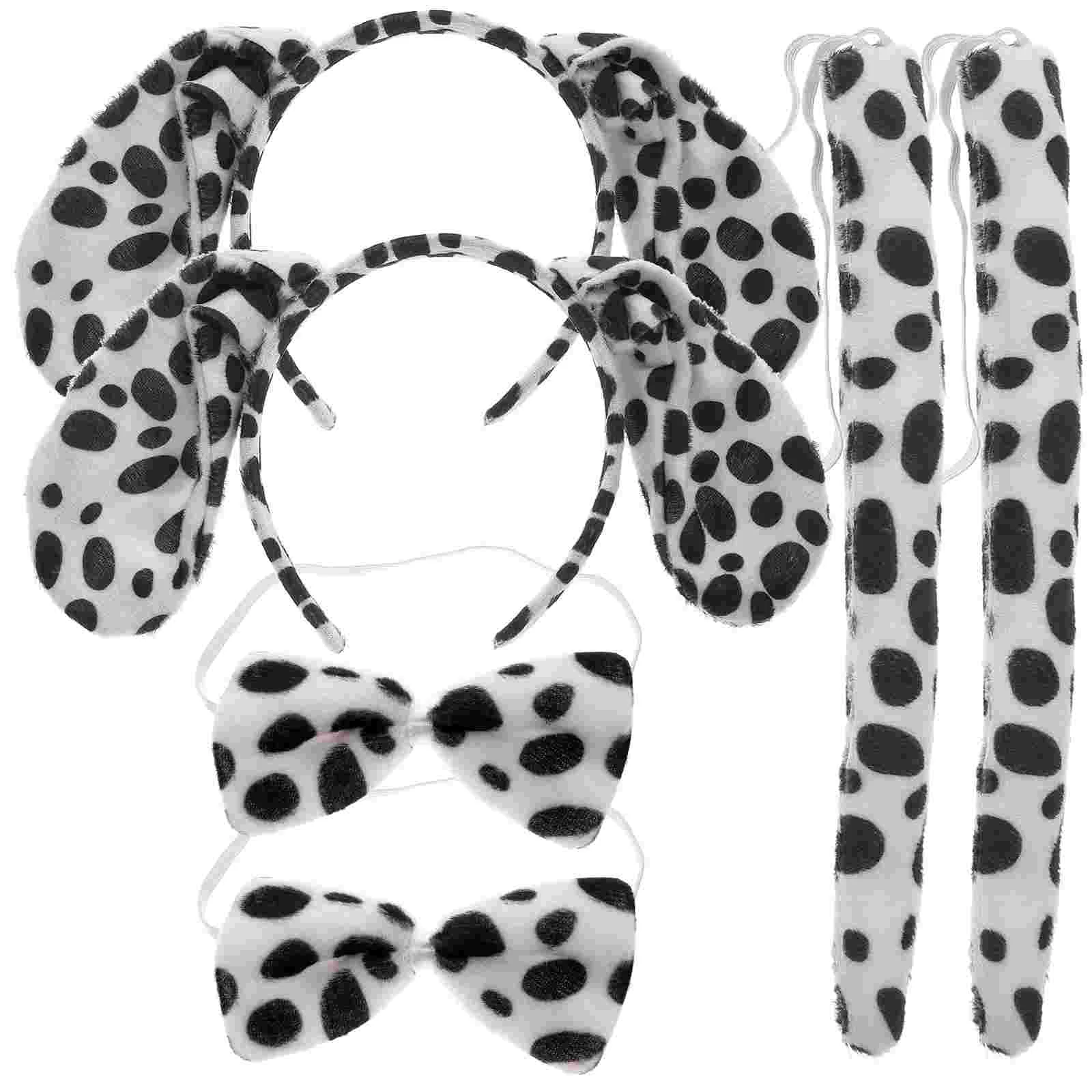 

2 Sets Bows Animal Headband Tail Halloween Costumes Ear Clothing Dalmatian Cosplay