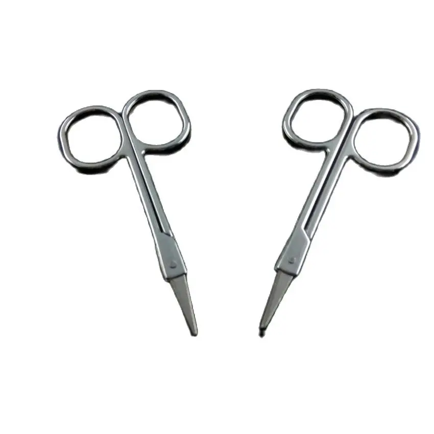 مقص عر الأنف مقص عر الوجه مقص ماكياج صغير الفولاذ المقاوم للصدأ مستقيم تلميح مقص Eyebrows والأنف والفضة