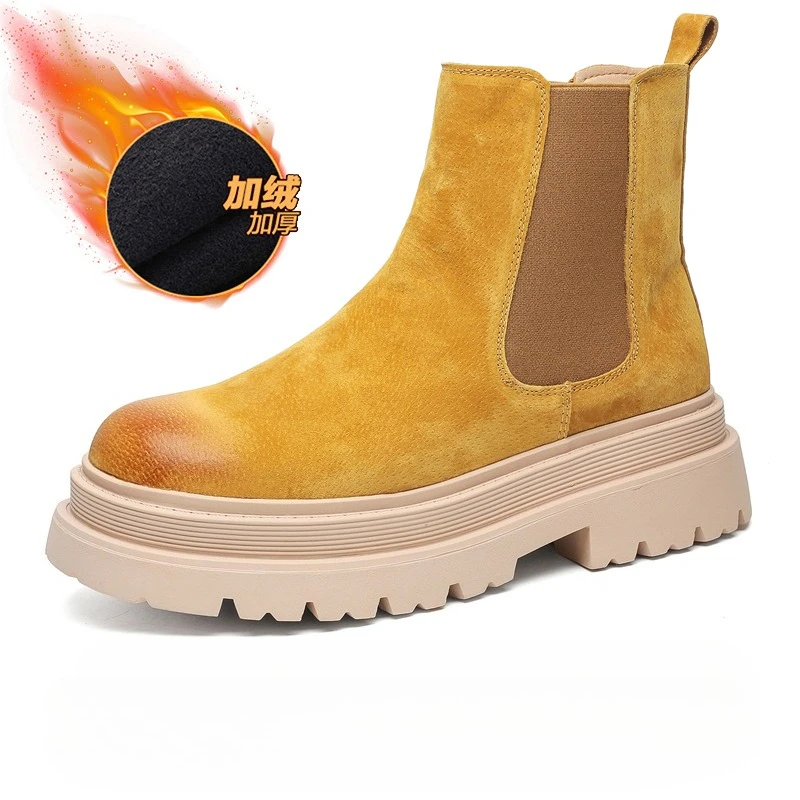 

Men Chelsea Boots Thick Sole Round Toe Comfortable Classic Fashionable Young Men Boots