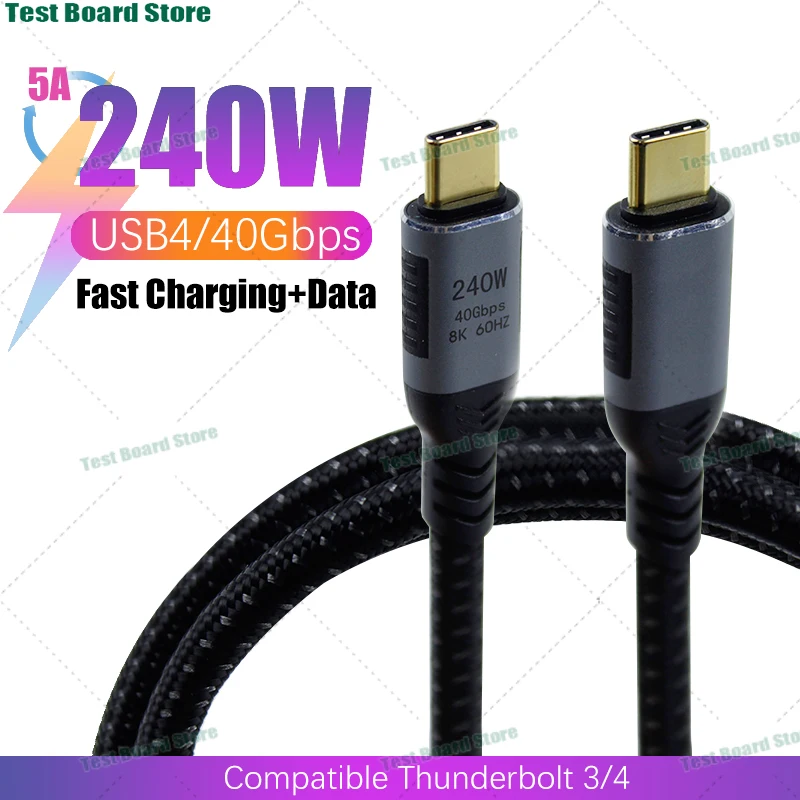 

1Pce PD240W USB-C male data transmission fast charging cable dual Type-C high-definition video projection cable for MacBook Pro