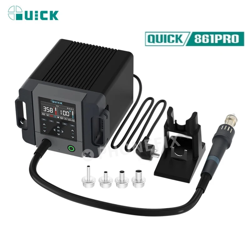 QUICK 861 Pro Hot Air Desoldering Station Smart Voice Control Heat Gun Rework Station Cooling Hibernation for PCB Chip Repair