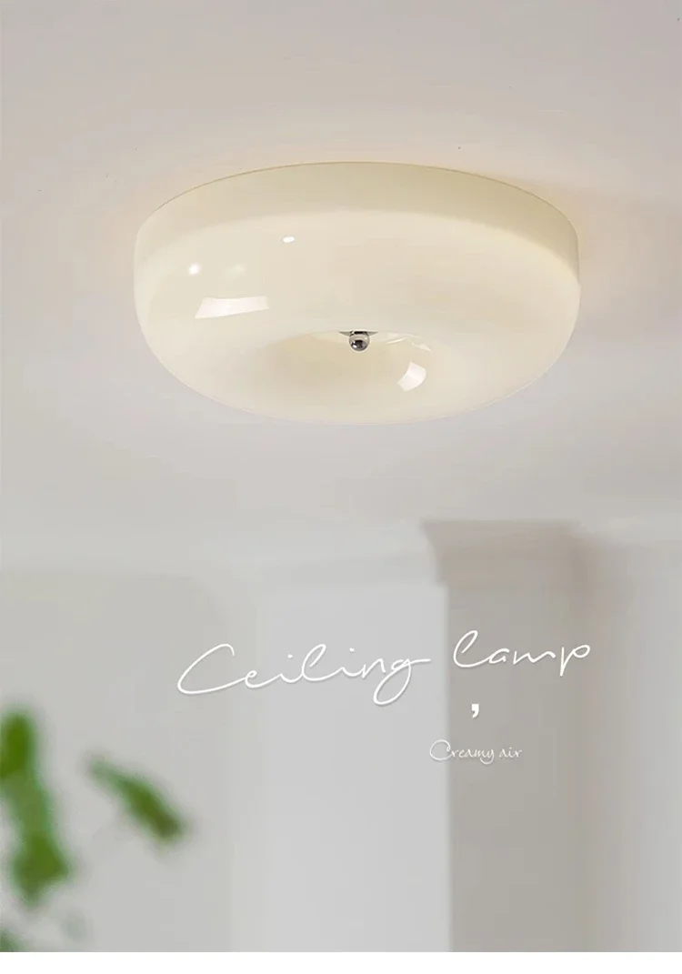 Nordic minimalist style LED ceiling light, milky white pudding style glass light, suitable for bedroom balconies GN246TB