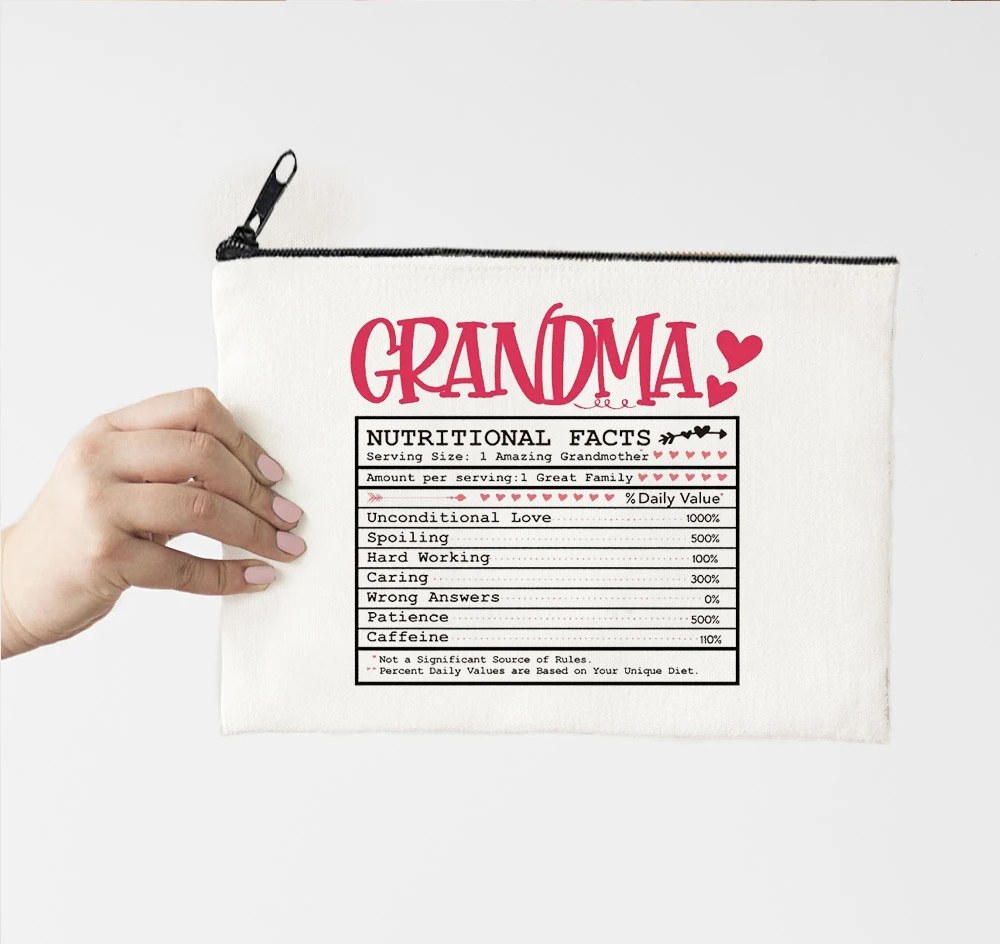 

Grandma Love Patience Printed Cosmetic Bags Women Makeup Bag Travel Toiletry Organizer Bag Teacher Gifts New Fashion