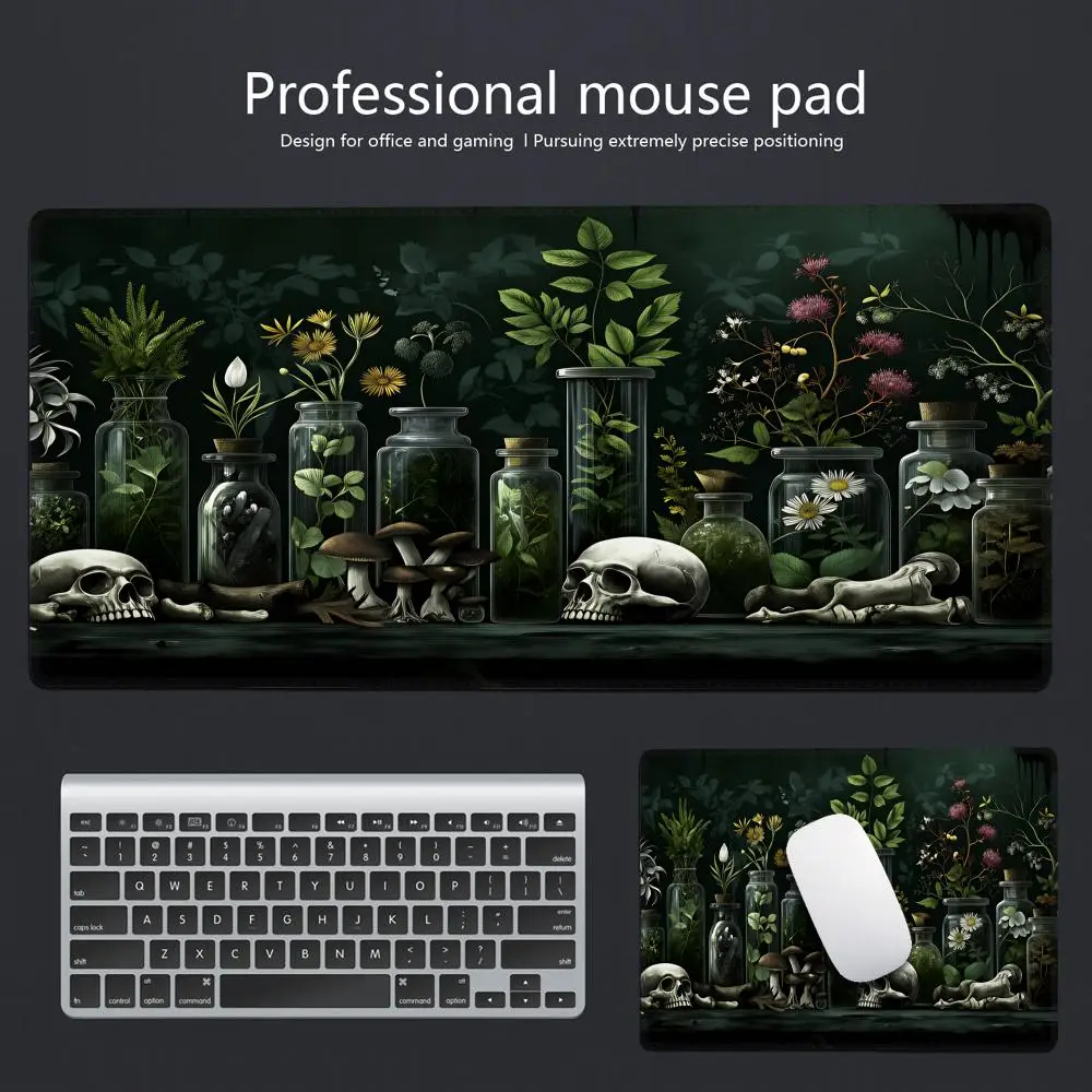 

HYBXAXC Floral Plants and Skeletons Mouse Pad Desk Mat Stitched Edge Non-Slip Durable gaming mats pc accessories HD printing