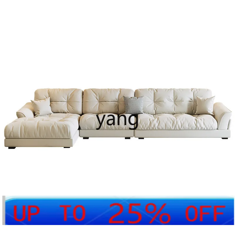 LMM light luxury simple modern living room small apartment cream wind corner leather princess sofa