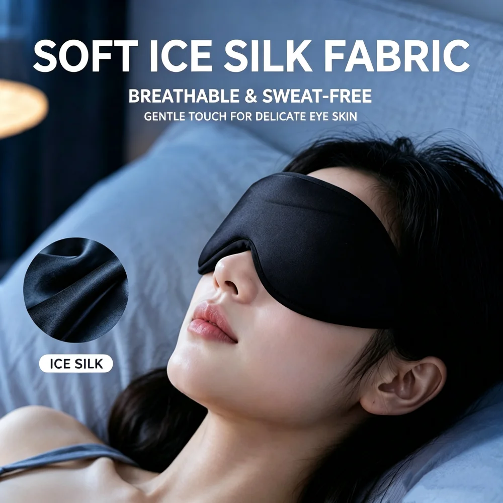 3D Cooling Sleep Mask, Weighted Cooling Gel Eye Mask for Sleeping, Cold Eye Mask, Hot Cold Therapy Blackout Sleep Mask