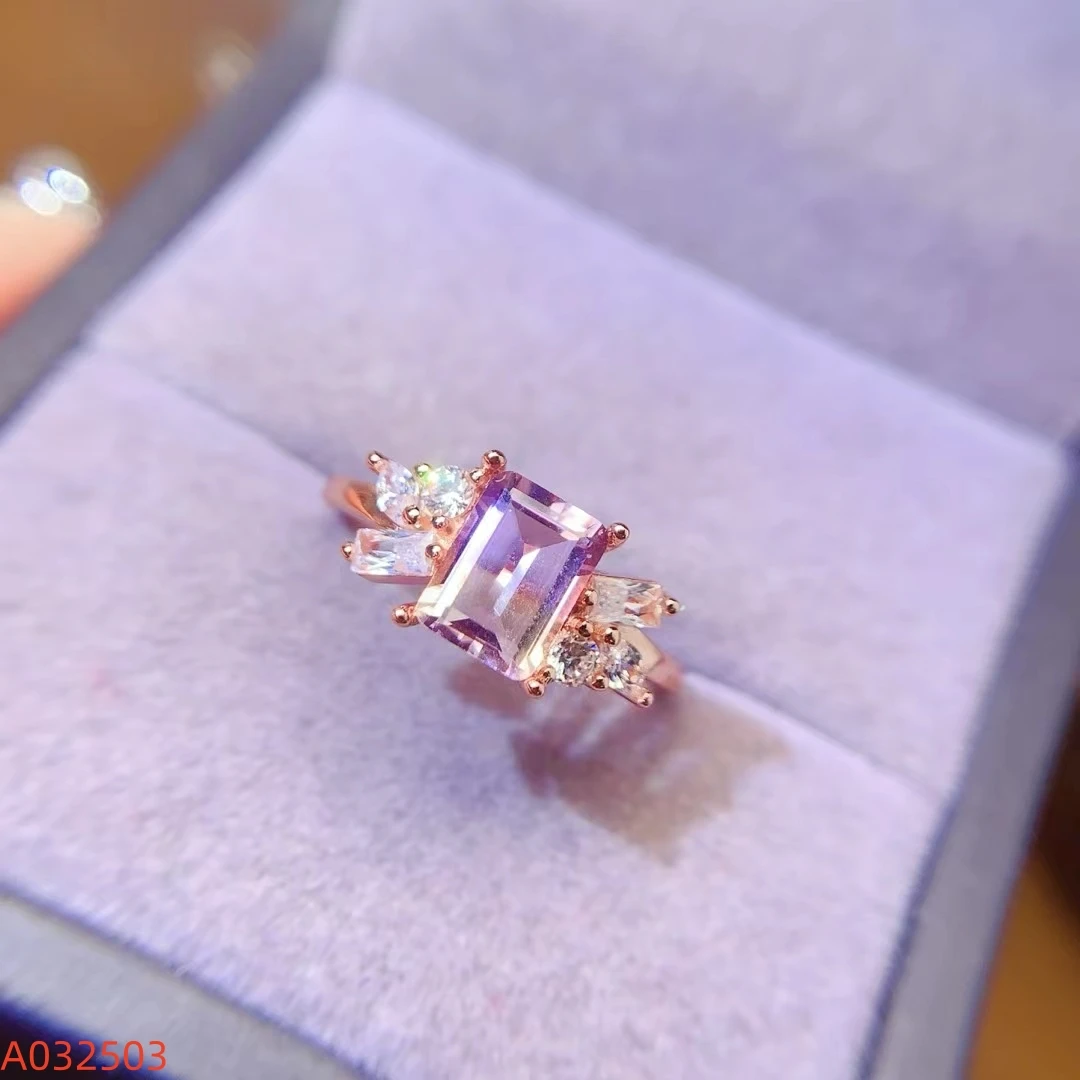 KJJEAXCMY Natural Amethyst Women's Ring S925 Silver Electroplating Process Inlaid High Clarity Support Testing  New Year's Gift