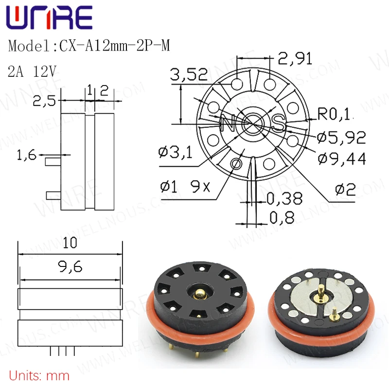 2Pin Circular Adsorption Magnet Power Supply Charging Magnetic Connector Port 2A12V Pogopin Waterproof Male Female Connector