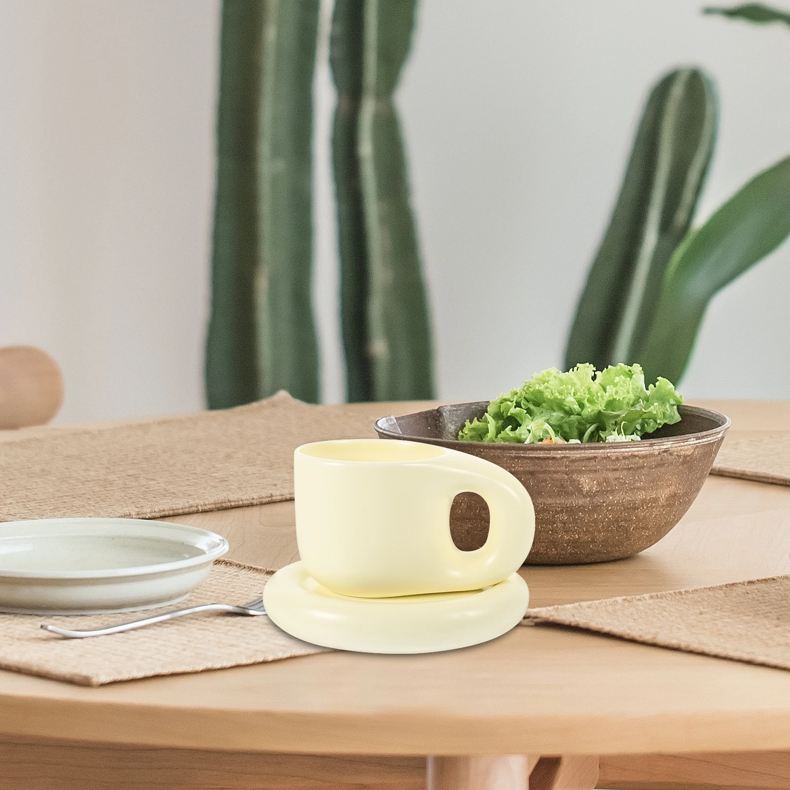 

1Set Large Belly Mug Chunky Ceramic Coffee Mug Nordic Style Fat Handle Cup for Home Cafe Dessert Shop Creative Kawaii Drinkware