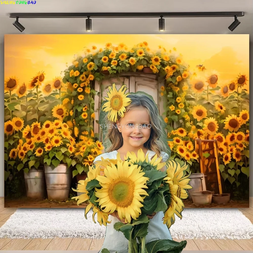

Sunflower Theme Baby Shower Photography Backdrops Newborn 1st Birthday Natual Landscape Scenery Photo Studio Background TY-01