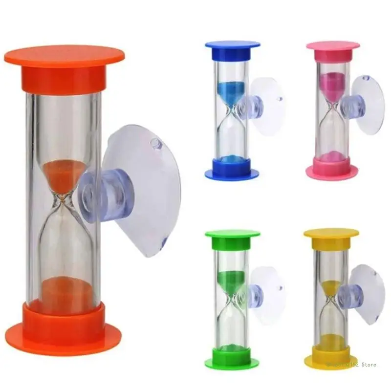 QX2E 2Minute Hourglasses Timer With Suction Cup Shower Tooth Brushing Timer