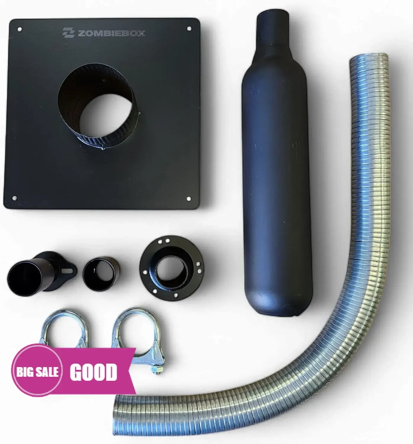 

Generator Exhaust Extension Kit with Insulated Through-Wall Mounting Plate-Includes 3 Adapters-Fits All Generators