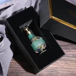 1pc 25ml Vintage Perfume Glass Bottle Butterfly Cap Flower Painting Metal Art Enamel Frosted Emerald Jar Luxury Box Decoration