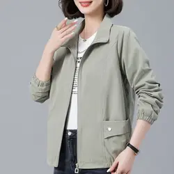 2023 Autumn and Winter Women's Polo Neck Zipper Willow Pin Pocket Loose Casual Fashion Elegant Commuter Long Sleeve Coat