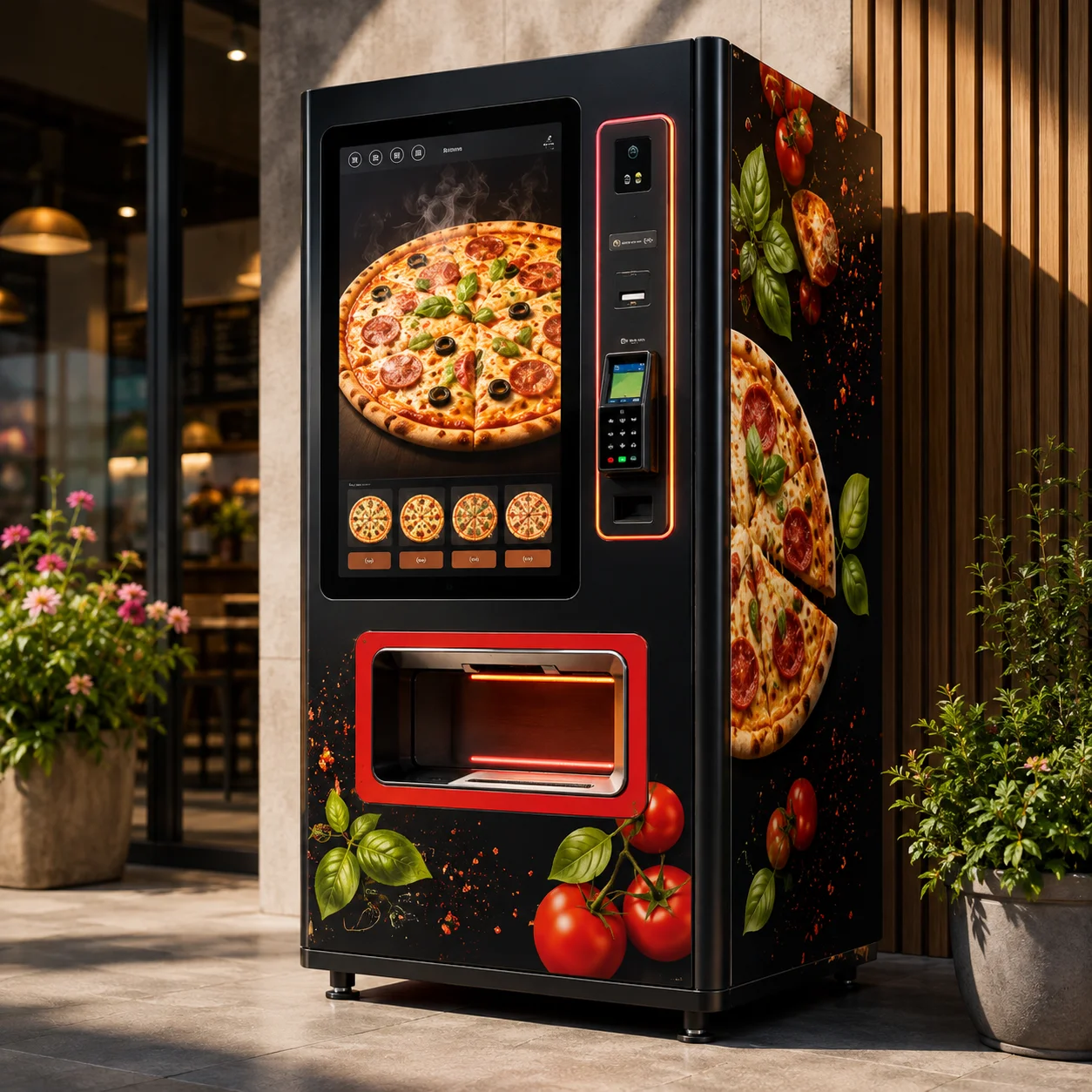 Fully Automatic Pizza Maker Kiosk for Pizzas Up to 10 Inch or 12 Inch Commercial Fresh Hot Food Vending Machine
