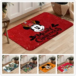 MINISO Disney Mickey Mouse Christmas Door Mat Washable Kitchen Rug Polyester Home Decor Carpet Non Slip Bedroom Bathroom Doormat