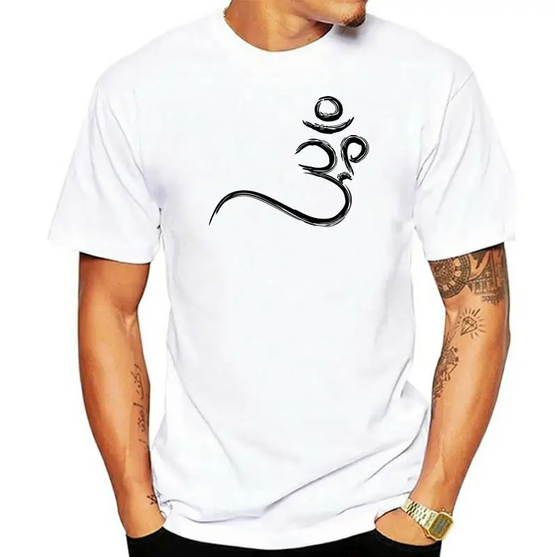 2022 Cotton Summer Style Mens White Om Devanagari Symbol T-Shirt Sacred Vibration Hindu Mantra Topmen T Shirt Clothes