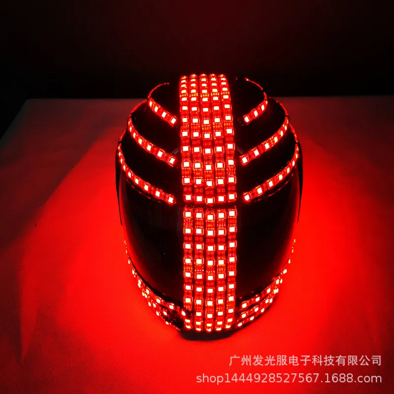 Colorful LED Glowing Helmet Full Helmet Headgear Remote Control Color Changing Performance Props Colorful Masks Halloween