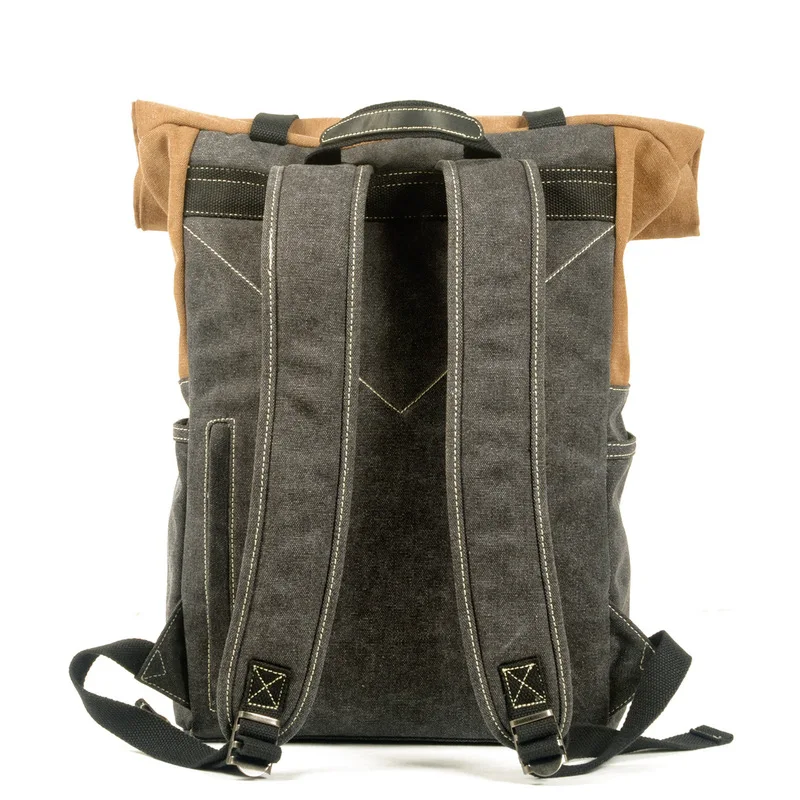 Retro canvas bag fashionable backpack schoolbag waterproof and theft-proof computer bag, hiking backpack, double-shoulder bag
