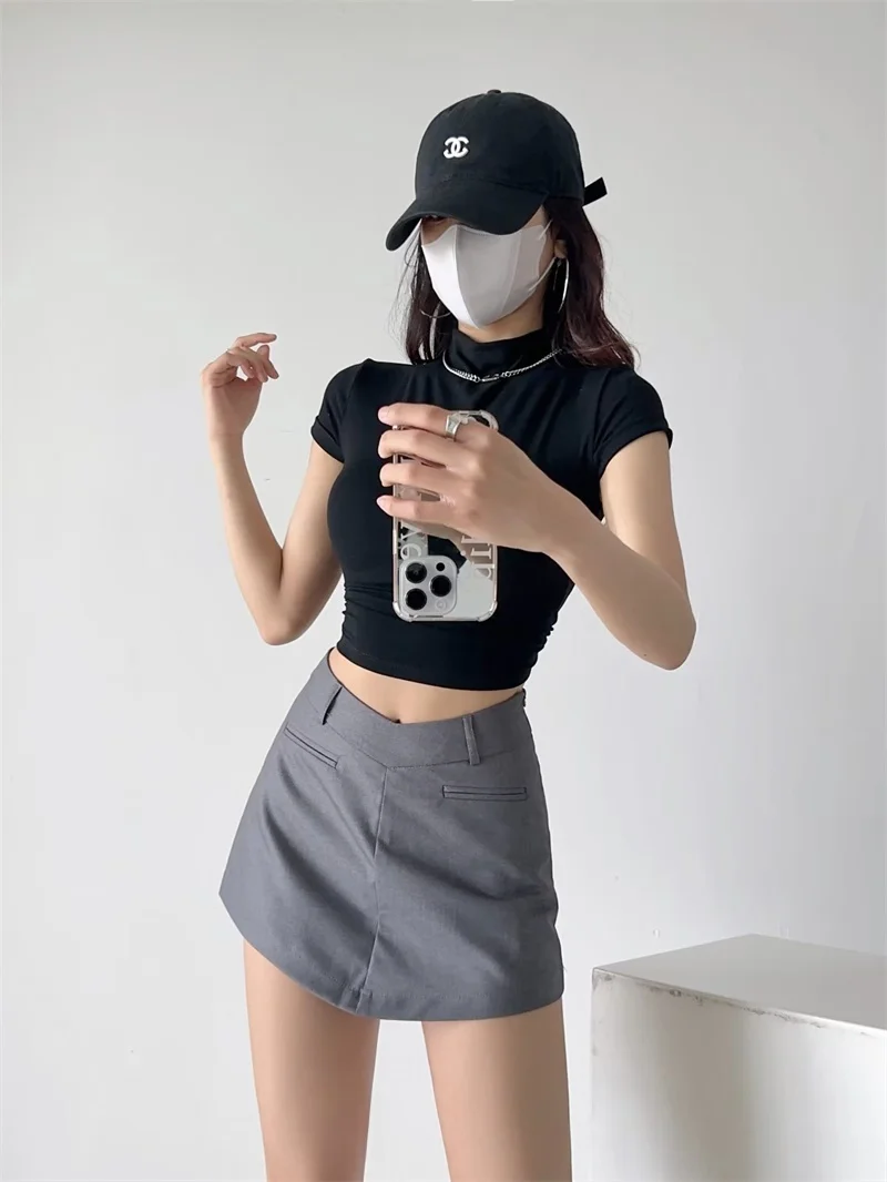 

Сексуальная дизайнерская юбка трапециевидной формы, чувственная утягивающая юбка с v-образным вырезом и высокой посадкой, антилегкая, облегающая, модная юбка Street Sle