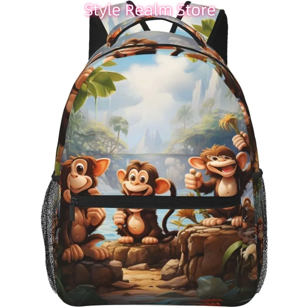

Легкий рюкзак для ноутбука Spring Forest Monkey, легкий многоцелевой дорожный повседневный рюкзак унисекс, студенческие рюкзаки для мужчин