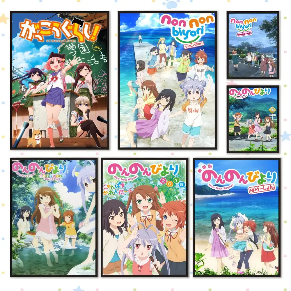 Anime Japanese Manga Non Non Biyori Poster HD Waterproof PP Self Adhesive Aesthetic Bedroom Dorm Gaming Room Home Decor Gift