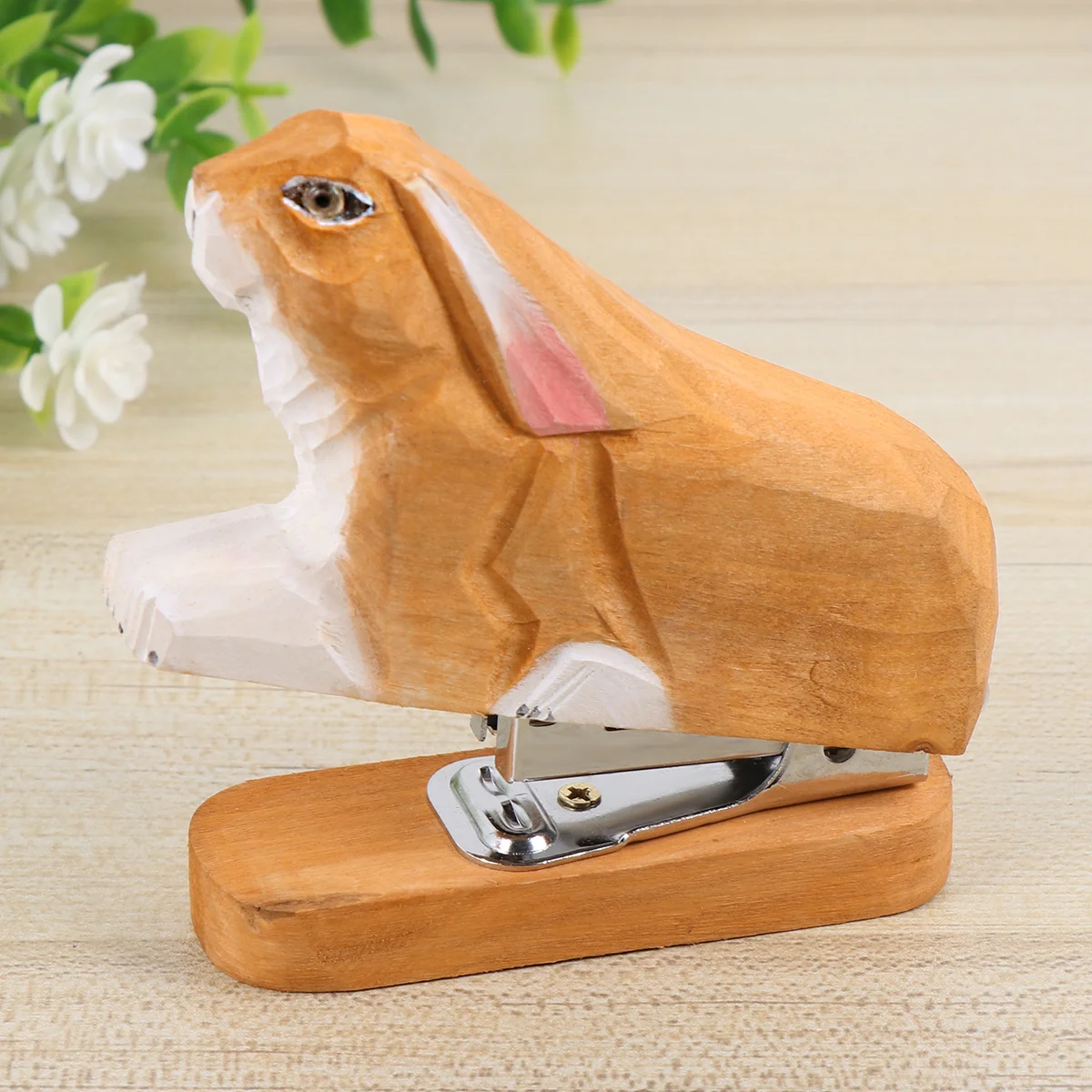 Novelty Stapler Cute Mini Animals Wooden Book Sewer Student Stationery Decorate School Supplies for Girls Child