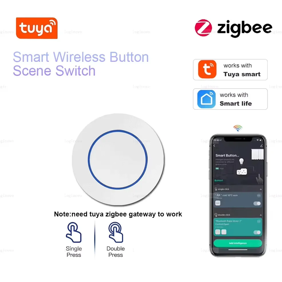 Tuya Zigbee Pulsante Wireless Smart Scene Switch Automazione Scenario Controller Gadget Richiesto Zigbee Gateway Supporto Smart Life