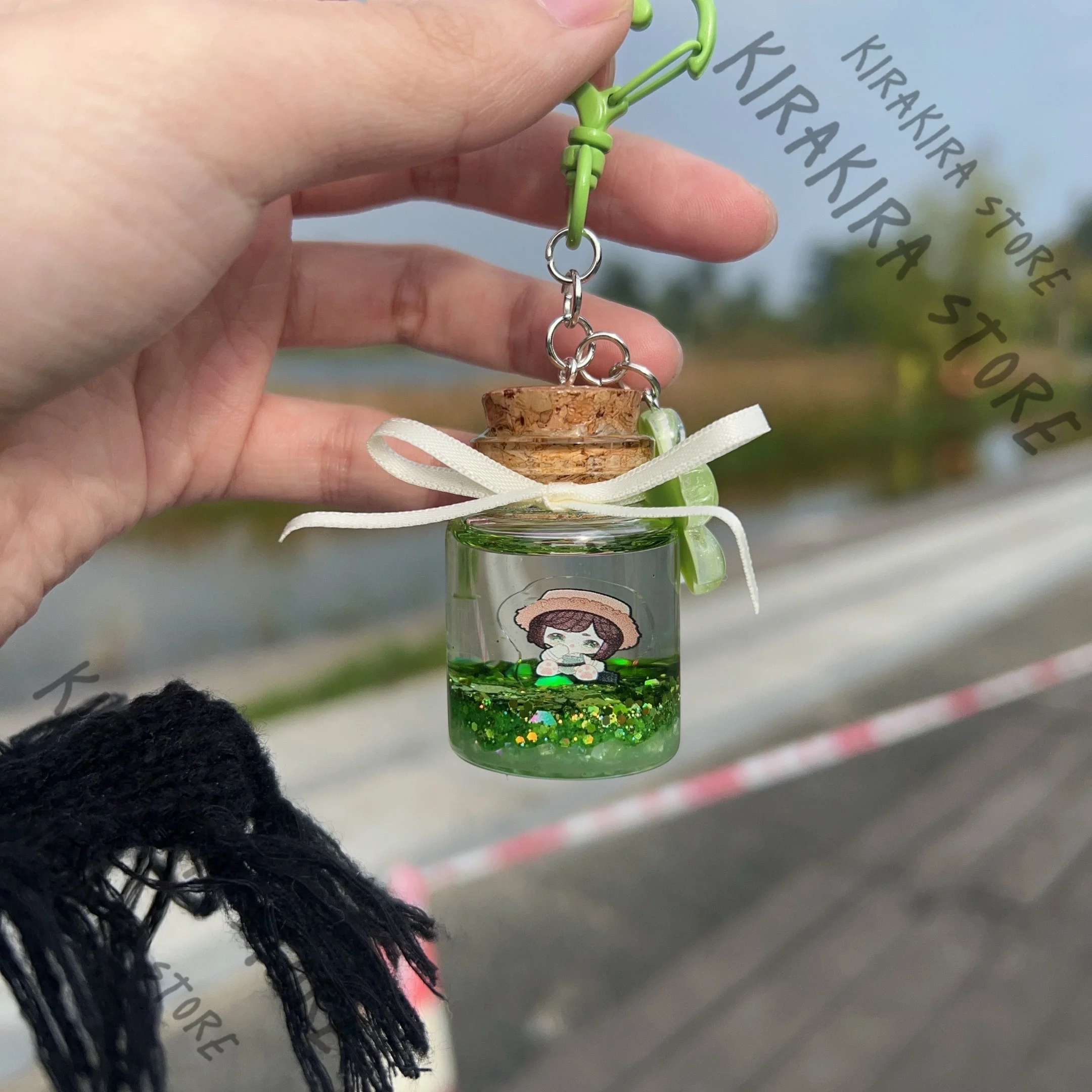 الهوية VEmma وودز البستاني تأثيري الاكريليك الرمال المتحركة متمنيا زجاجة المفاتيح كيرينغ قلادة تمثال التميمة #3