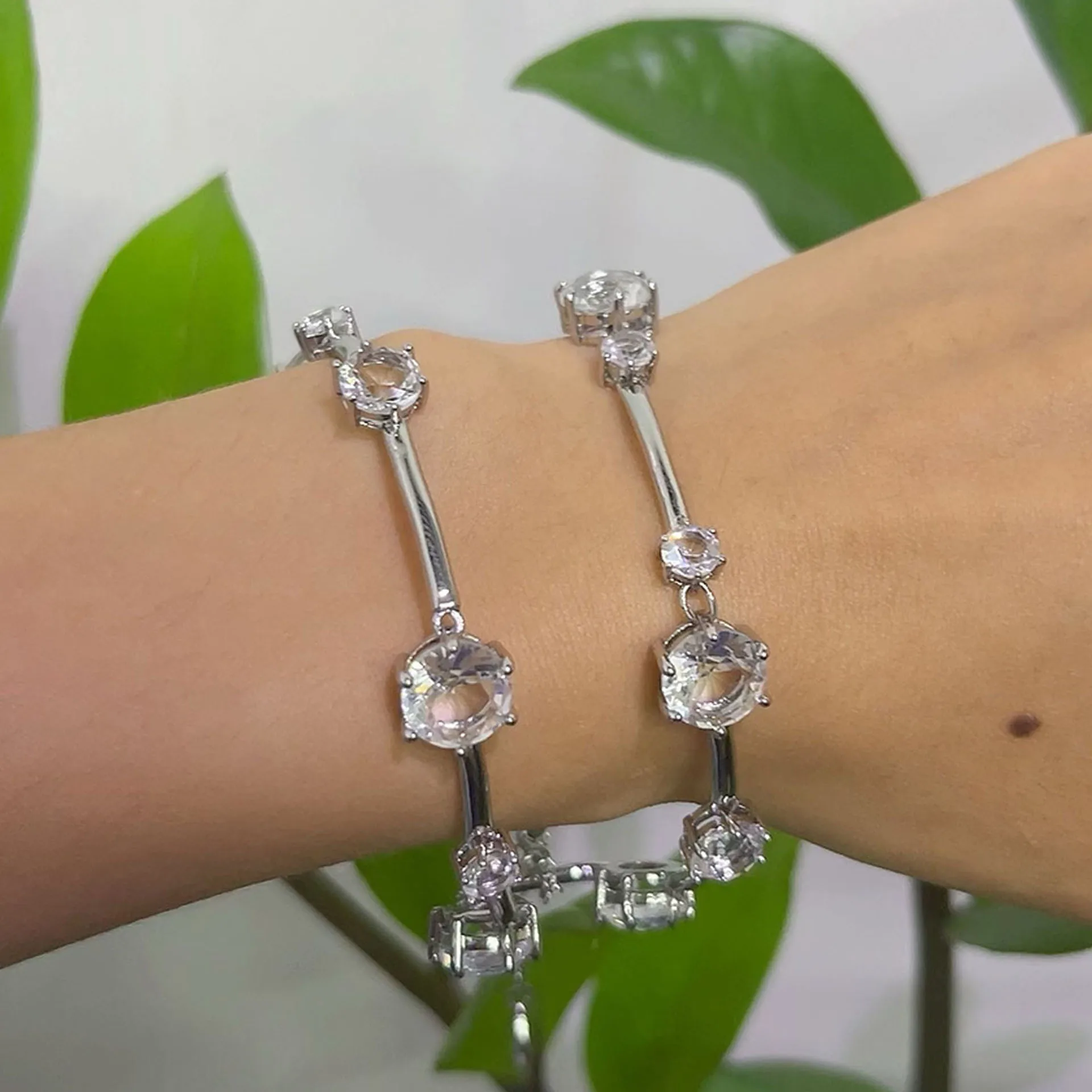 الأصلي 2025 الأزرق غرامة للنساء طقم مجوهرات المألوف الفولاذ المقاوم للصدأ قطع كريستال سوار قلادة أقراط الطوق #4