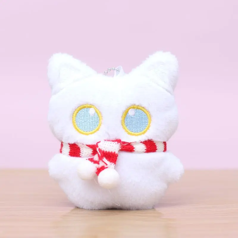 11CM Cute Black Cat Plush Dolls Big Eyed Cat Pendant Plush Toys Cartoon Soft Backpacks Accessories Christmas Keychain Gift