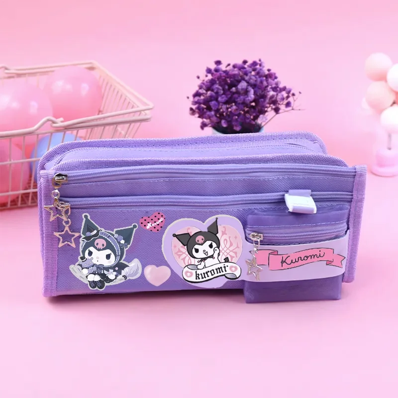 Sanrio Hello Kitty Kuromi My Melody Cinnamoroll Cute Pencil Bag Capacity Girls School Supplies Student Stationery Pencil Case