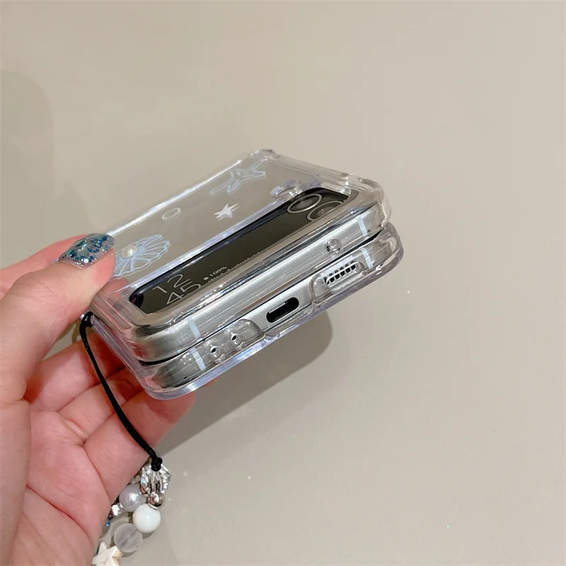 Ubur-ubur Grafiti Garis untuk Samsung Galaxy Z Flip 7 6 5 4 Penutup Belakang Pelindung untuk ZFlip5 ZFlip6 ZFlip7 Cangkang Casing