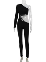 CNYISHE Solid Cut Out One Shoulder Sheath Tomper Fashion Women Jumpsuits Sexy Club Long Sleeve Backless Female Elegant Long Pant - Image 5