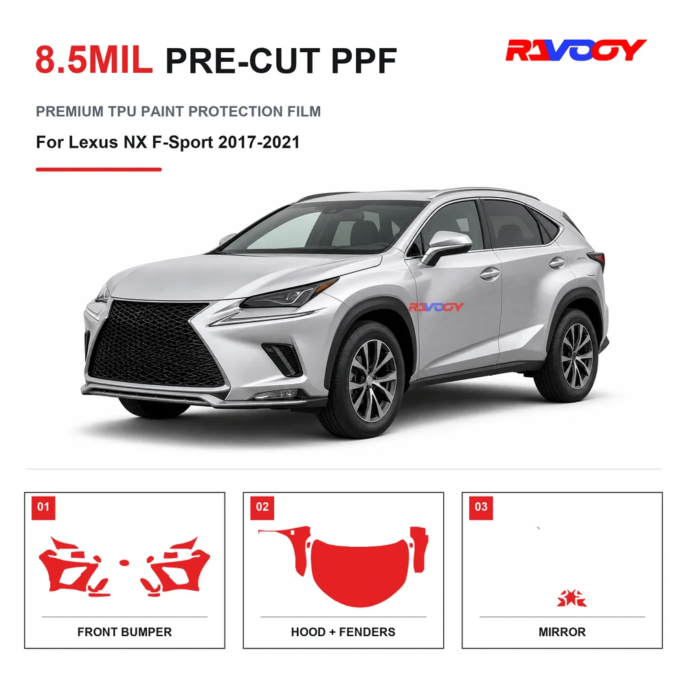 Precut PPF For Lexus NX F-Sport 2017-2021 8.5mil TPU Clear Paint Protection Film Self Healing Hydrophobic UV Stone Chip Guard
