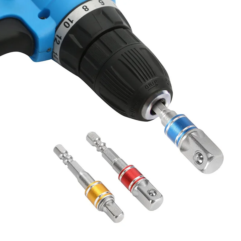 Vỏ Máy Khoan Ổ Cắm Adapter Dành Cho Tác Động Điều Khiển Với Chuôi Lục Giác Để Ổ Cắm Vuông Khoan Thanh Mở Rộng Bộ 1/4 "3/8" 1/2 Bit Bộ